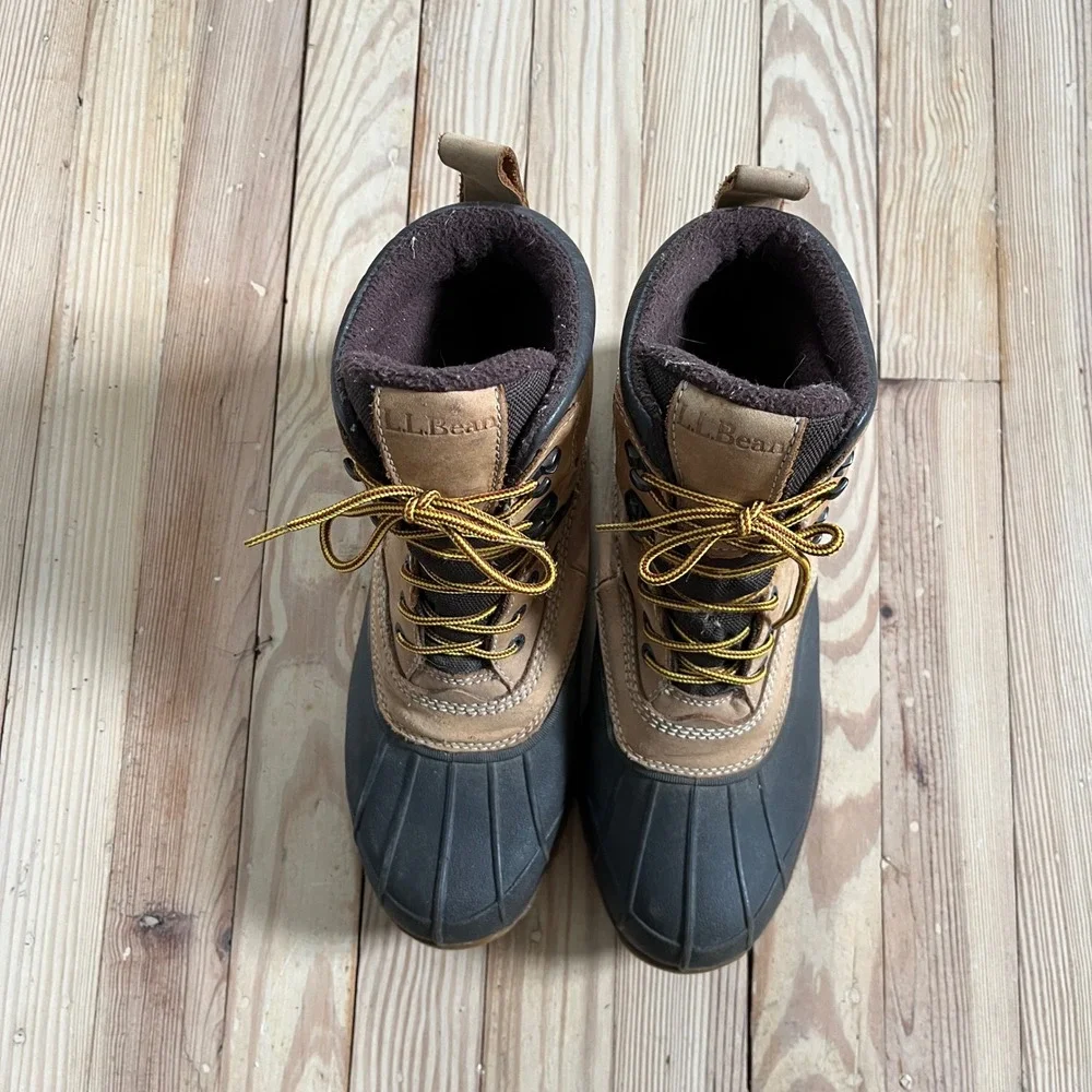 LL Bean Mens Storm Chaser Boots WR95 04 Tan Brown Insulated Duck Boots Size 10 M